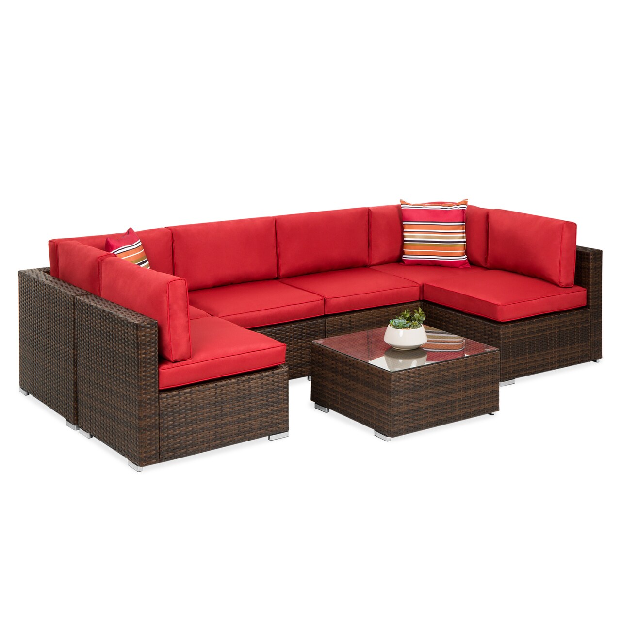Best Choice Products 7-Piece Outdoor Modular Patio Conversation Furniture, Wicker Sectional Set
